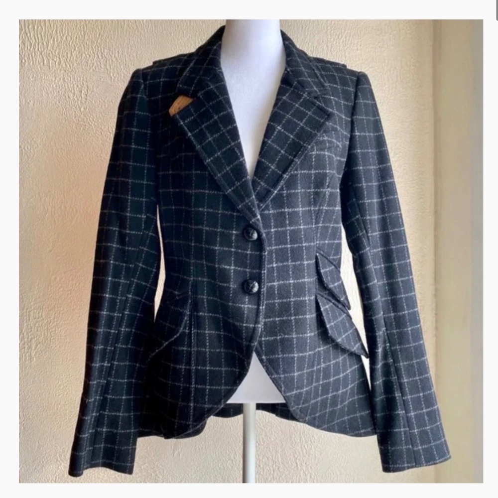 Smythe size 8 black windowpane blazer
